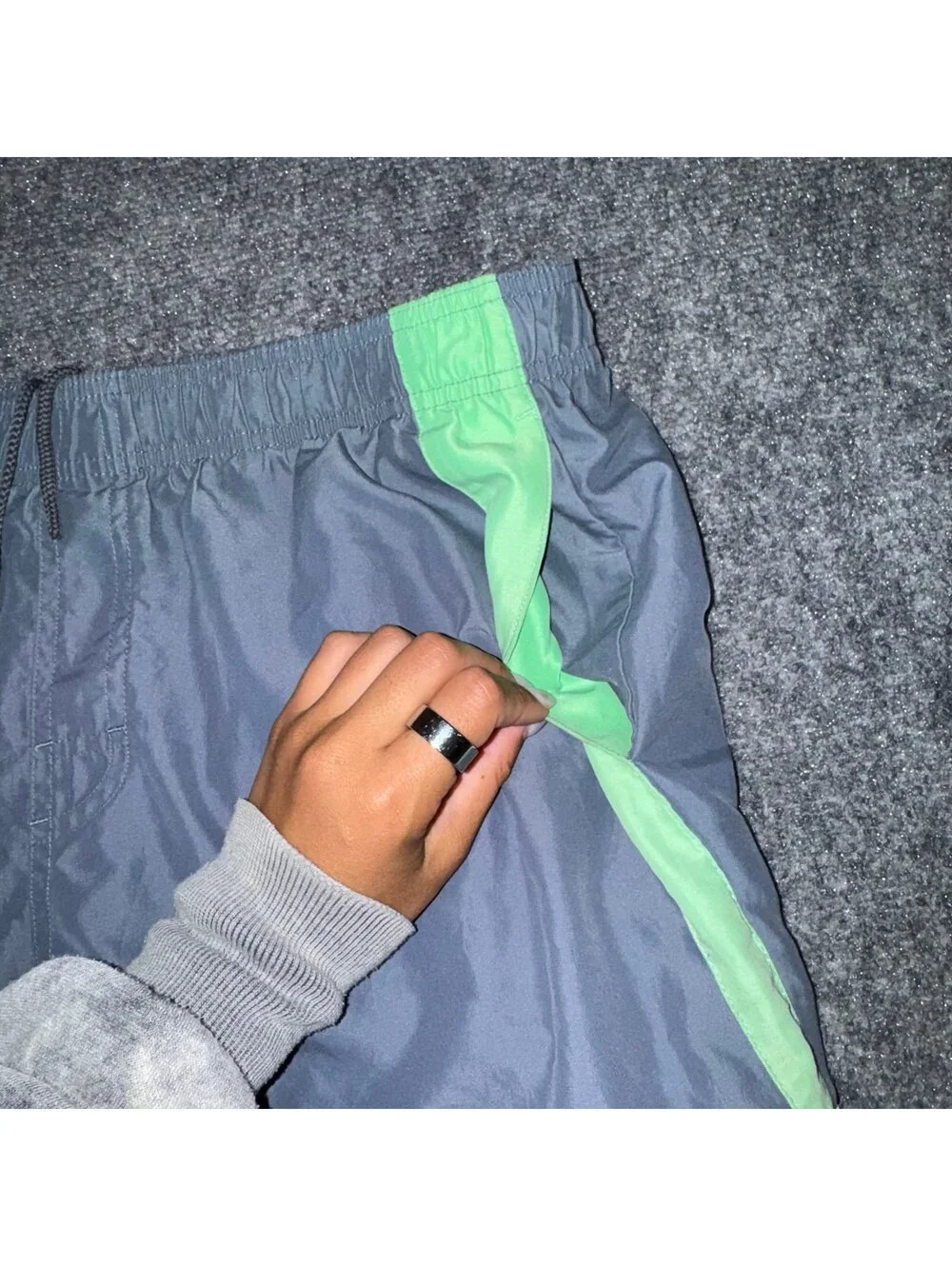 Nike Cyan Accent Lined Swim Trunks Mens LG Vtg y2k 90s Rare